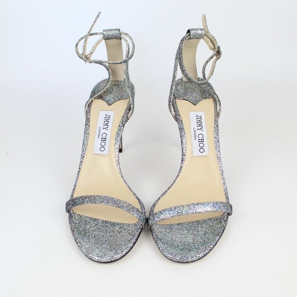 New JIMMY CHOO Minny 85 Glitter Heels– Strappy Sandals for Party, Wedding, Gala - Picture 6 of 15